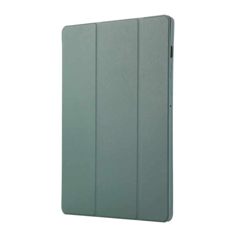 For Samsung Galaxy Tab S9 FE+ 3-Fold Pure Color TPU Leather Tablet Case with Pen Slot(Dark Green) - Galaxy Tab S9 FE+ by buy2fix | Online Shopping UK | buy2fix