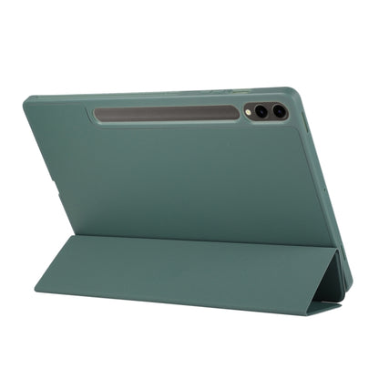 For Samsung Galaxy Tab S9 FE+ 3-Fold Pure Color TPU Leather Tablet Case with Pen Slot(Dark Green) - Galaxy Tab S9 FE+ by buy2fix | Online Shopping UK | buy2fix