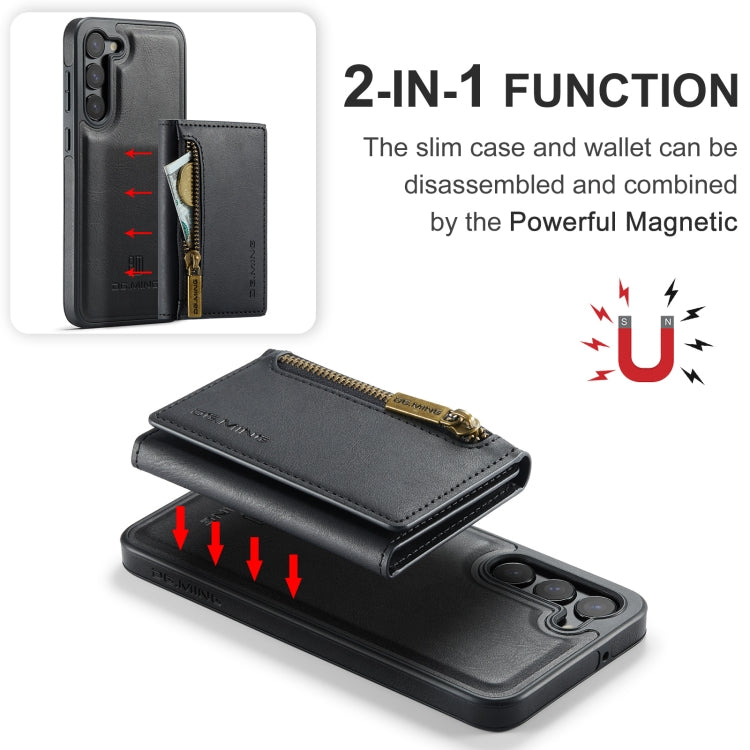 For Samsung Galaxy S23 DG.MING M5 Series Zip RFID Multi Card Detachable Leather Phone Case(Black) - Galaxy S23 5G Cases by DG.MING | Online Shopping UK | buy2fix