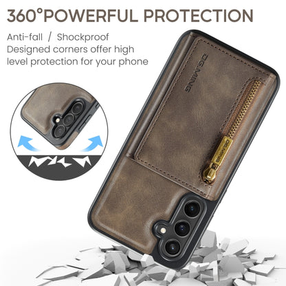 For Samsung Galaxy S24 5G DG.MING M5 Series Zip RFID Multi Card Detachable Leather Phone Case(Coffee) - Galaxy S24 5G Cases by DG.MING | Online Shopping UK | buy2fix