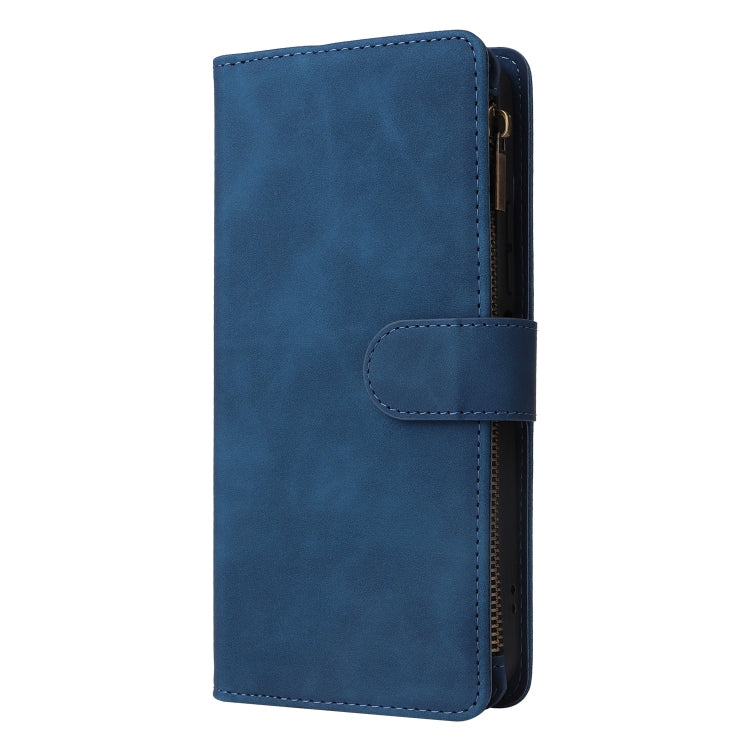 For Xiaomi Redmi 13C 4G Global Multifunctional Frosted Zipper Wallet Leather Phone Case(Blue) - 13C Cases by buy2fix | Online Shopping UK | buy2fix