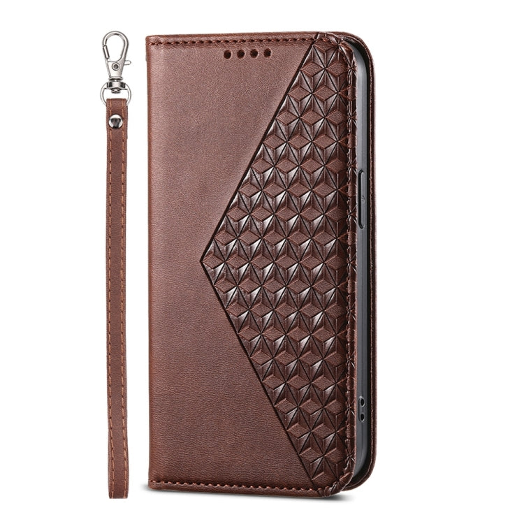 For Google Pixel 9 Cubic Grid Calf Texture Magnetic Leather Phone Case(Brown) - Google Cases by buy2fix | Online Shopping UK | buy2fix