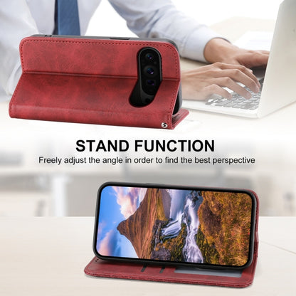 For Google Pixel 9 Pro Cubic Grid Calf Texture Magnetic Leather Phone Case(Red) - Google Cases by buy2fix | Online Shopping UK | buy2fix