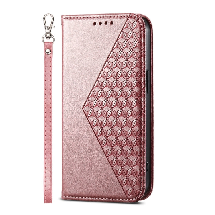 For Google Pixel 9 Pro Cubic Grid Calf Texture Magnetic Leather Phone Case(Rose Gold) - Google Cases by buy2fix | Online Shopping UK | buy2fix