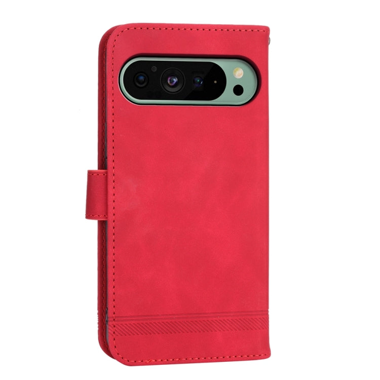 For Google Pixel 9 Dierfeng Dream Line TPU + PU Leather Phone Case(Red) - Google Cases by buy2fix | Online Shopping UK | buy2fix