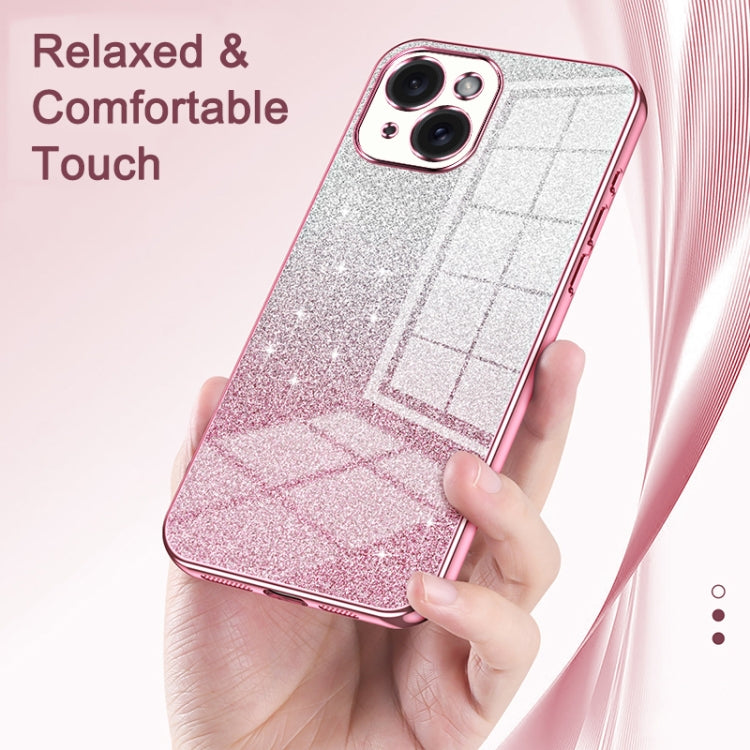 For iPhone 16 Gradient Glitter Powder Electroplated Phone Case(Silver) - iPhone 16 Cases by buy2fix | Online Shopping UK | buy2fix