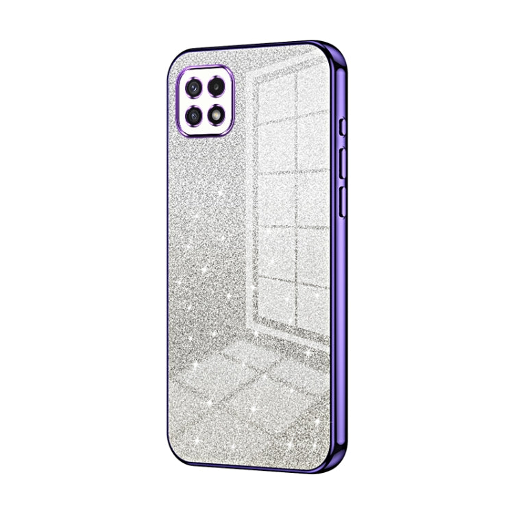 For Samsung Galaxy A22 5G / A22s Gradient Glitter Powder Electroplated Phone Case(Purple) - Galaxy Phone Cases by buy2fix | Online Shopping UK | buy2fix