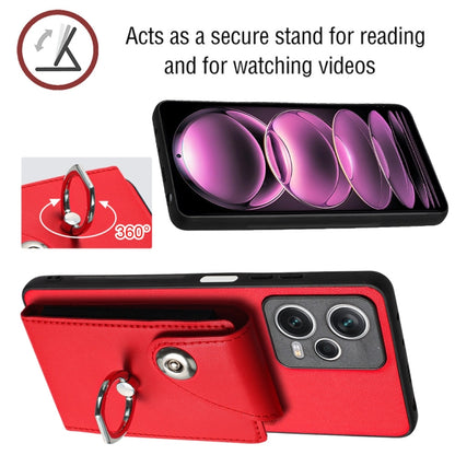 For Xiaomi Redmi Note 12 Pro+ 5G Global Organ Card Bag Ring Holder PU Phone Case(Red) - Xiaomi Cases by buy2fix | Online Shopping UK | buy2fix