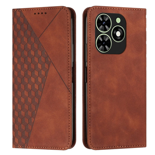 For Tecno Spark Go 2024 / POP 8 Diamond Splicing Skin Feel Magnetic Leather Phone Case(Brown) - Tecno Cases by buy2fix | Online Shopping UK | buy2fix