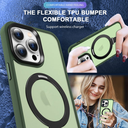 For iPhone 12 Pro Max MagSafe Holder Skin-feel PC Hybrid TPU Phone Case(Green) - iPhone 12 Pro Max Cases by buy2fix | Online Shopping UK | buy2fix