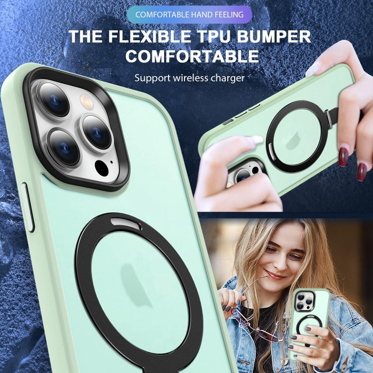 For iPhone 16 Pro MagSafe Holder Skin-feel PC Hybrid TPU Phone Case(Matcha Green) - iPhone 16 Pro Cases by buy2fix | Online Shopping UK | buy2fix