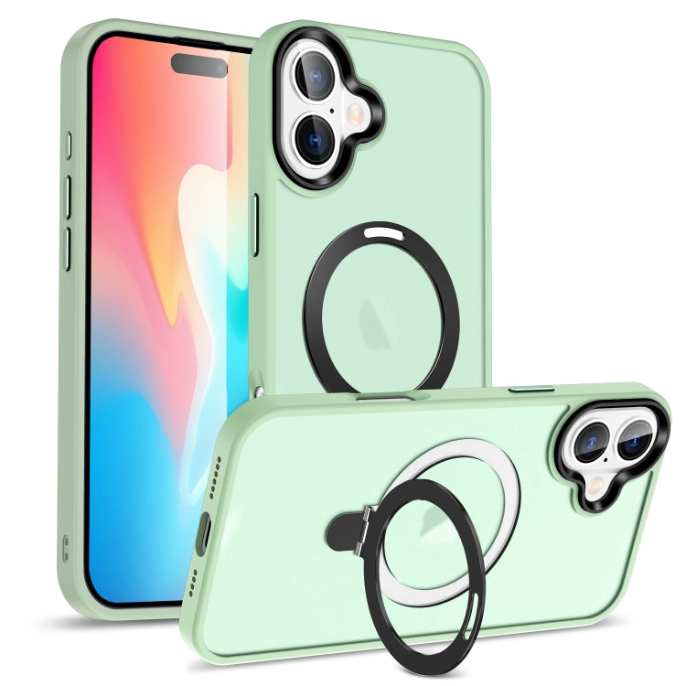 For iPhone 16 Plus Skin-feel MagSafe Holder PC Hybrid TPU Phone Case(Matcha Green) - iPhone 16 Plus Cases by buy2fix | Online Shopping UK | buy2fix