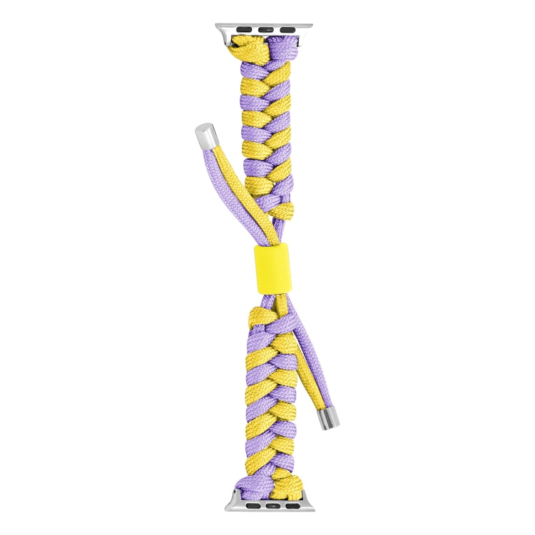 For Apple Watch Ultra 2 49mm Paracord Fishtail Braided Silicone Bead Watch Band(Purple Yellow) - Watch Bands by buy2fix | Online Shopping UK | buy2fix