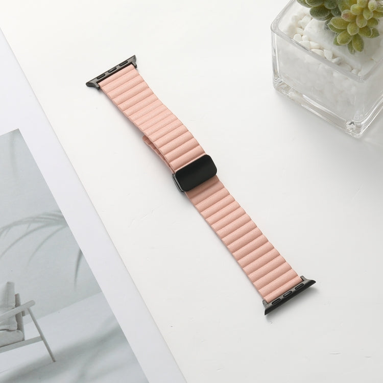 For Apple Watch Ultra 49mm Water Ripple Magnetic Folding Buckle Watch Band, Style: Bold Version(Pink) - Watch Bands by buy2fix | Online Shopping UK | buy2fix