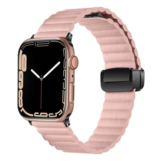 For Apple Watch Series 6 40mm Water Ripple Magnetic Folding Buckle Watch Band, Style: Bold Version(Pink) - Watch Bands by buy2fix | Online Shopping UK | buy2fix