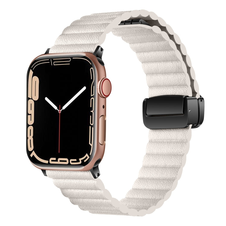 For Apple Watch Series 5 40mm Water Ripple Magnetic Folding Buckle Watch Band, Style: Bold Version(Starlight Color) - Watch Bands by buy2fix | Online Shopping UK | buy2fix