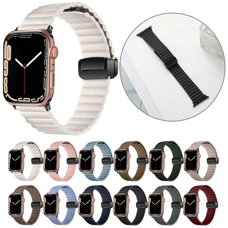 For Apple Watch 42mm Water Ripple Magnetic Folding Buckle Watch Band, Style: Bold Version(Grey) - Watch Bands by buy2fix | Online Shopping UK | buy2fix