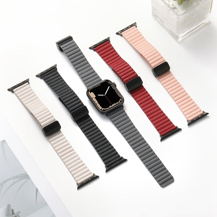 For Apple Watch SE 40mm Water Ripple Magnetic Folding Buckle Watch Band, Style: Bold Version(Starlight Color) - Watch Bands by buy2fix | Online Shopping UK | buy2fix