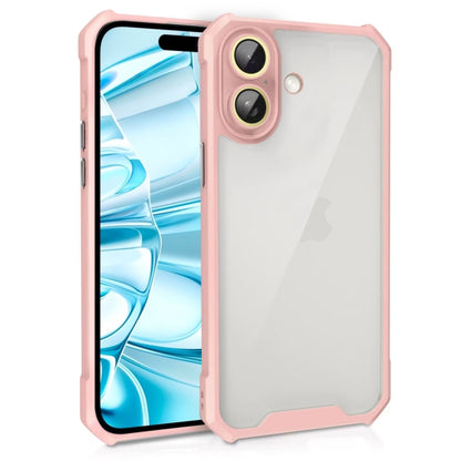 For iPhone 16 Plus Shockproof Acrylic Phone Case with Lens Glass Film(Pink) - iPhone 16 Plus Cases by buy2fix | Online Shopping UK | buy2fix