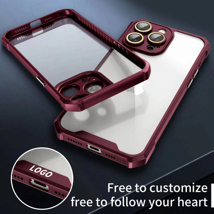 For iPhone 16 Plus Shockproof Acrylic Phone Case with Lens Glass Film(Wine Red) - iPhone 16 Plus Cases by buy2fix | Online Shopping UK | buy2fix