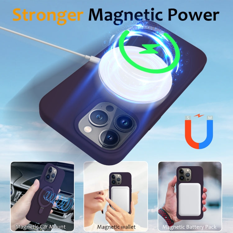 For iPhone 12 Pro Max MagSafe Magnetic Liquid Silicone Phone Case with Ring Holder(Purple) - iPhone 12 Pro Max Cases by buy2fix | Online Shopping UK | buy2fix