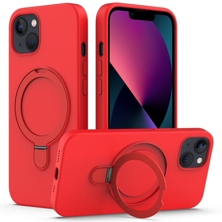 For iPhone 15 MagSafe Magnetic Liquid Silicone Phone Case with Ring Holder(Red) - iPhone 15 Cases by buy2fix | Online Shopping UK | buy2fix