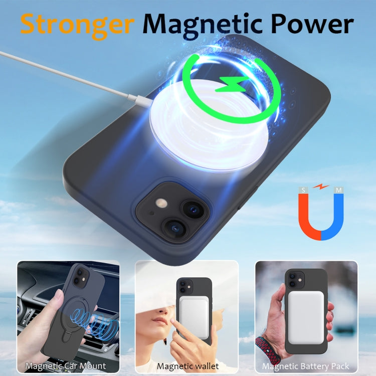 For iPhone 11 Liquid Silicone MagSafe Magnetic Phone Case with Ring Holder(Carbon Black) - iPhone 11 Cases by buy2fix | Online Shopping UK | buy2fix