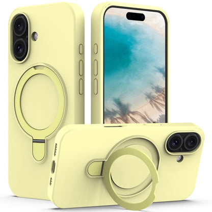 For iPhone 16 Plus Liquid Silicone MagSafe Magnetic Phone Case with Ring Holder(Yellow) - iPhone 16 Plus Cases by buy2fix | Online Shopping UK | buy2fix