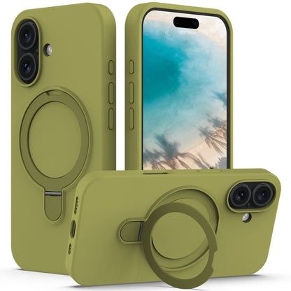 For iPhone 16 Plus Liquid Silicone MagSafe Magnetic Phone Case with Ring Holder(Willow Green) - iPhone 16 Plus Cases by buy2fix | Online Shopping UK | buy2fix