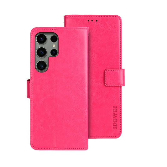 For Samsung Galaxy S24 Ultra 5G idewei Crazy Horse Texture Leather Phone Case(Rose Red) - Galaxy S24 Ultra 5G Cases by idewei | Online Shopping UK | buy2fix