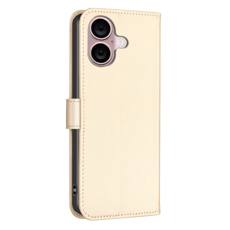 For iPhone 16 Four-leaf Embossed Leather Phone Case(Gold) - iPhone 16 Cases by buy2fix | Online Shopping UK | buy2fix