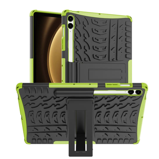 For Samsung Galaxy Tab S9 FE+ Tire Texture TPU + PC Tablet Case with Holder(Green) - Galaxy Tab S9 FE+ by buy2fix | Online Shopping UK | buy2fix