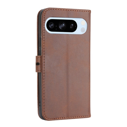 For Google Pixel 9 Pro Embossed Happy Cat Pattern Flip Leather Phone Case(Brown) - Google Cases by buy2fix | Online Shopping UK | buy2fix