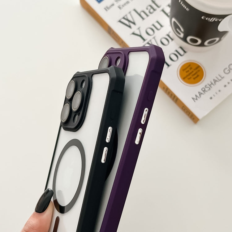 For iPhone 12 Pro Colorful Two-Color Lens Film MagSafe Magnetic Horn Acrylic+TPU Case(Black) - iPhone 12 / 12 Pro Cases by buy2fix | Online Shopping UK | buy2fix