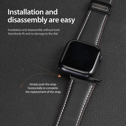 For Apple Watch Series 5 40mm DUX DUCIS YA Series Magnetic Buckle Genuine Leather Watch Band(Black) - Watch Bands by DUX DUCIS | Online Shopping UK | buy2fix