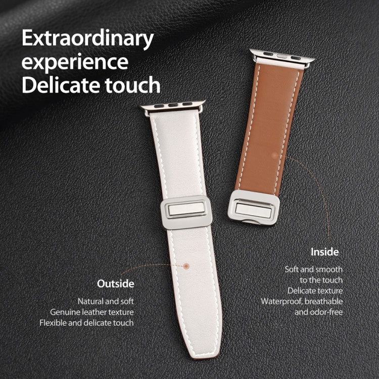 For Apple Watch Series 5 40mm DUX DUCIS YA Series Magnetic Buckle Genuine Leather Watch Band(White) - Watch Bands by DUX DUCIS | Online Shopping UK | buy2fix