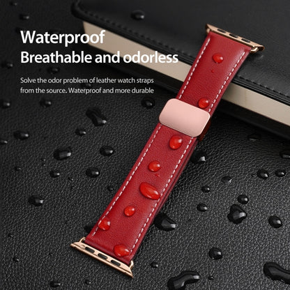 For Apple Watch Series 4 44mm DUX DUCIS YA Series Magnetic Buckle Genuine Leather Watch Band(Red) - Watch Bands by DUX DUCIS | Online Shopping UK | buy2fix