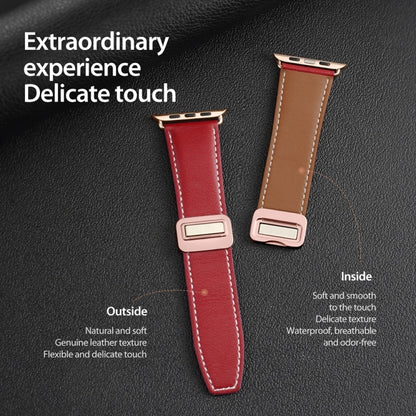 For Apple Watch Series 2 38mm DUX DUCIS YA Series Magnetic Buckle Genuine Leather Watch Band(Red) - Watch Bands by DUX DUCIS | Online Shopping UK | buy2fix