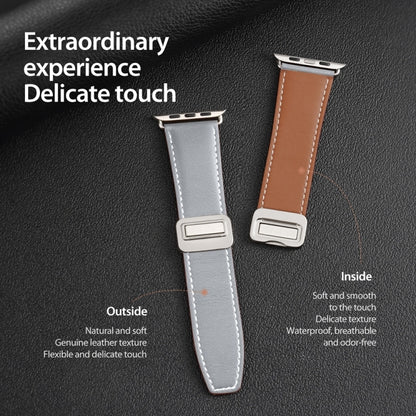 For Apple Watch 38mm DUX DUCIS YA Series Magnetic Buckle Genuine Leather Watch Band(Grey) - Watch Bands by DUX DUCIS | Online Shopping UK | buy2fix