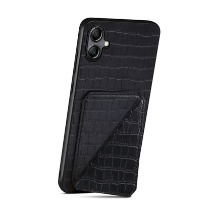 For Samsung Galaxy A05 Denior Imitation Crocodile Leather Back Phone Case with Holder(Black) - Galaxy Phone Cases by Denior | Online Shopping UK | buy2fix