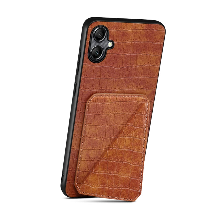 For Samsung Galaxy A05s Denior Imitation Crocodile Leather Back Phone Case with Holder(Brown) - Galaxy Phone Cases by Denior | Online Shopping UK | buy2fix