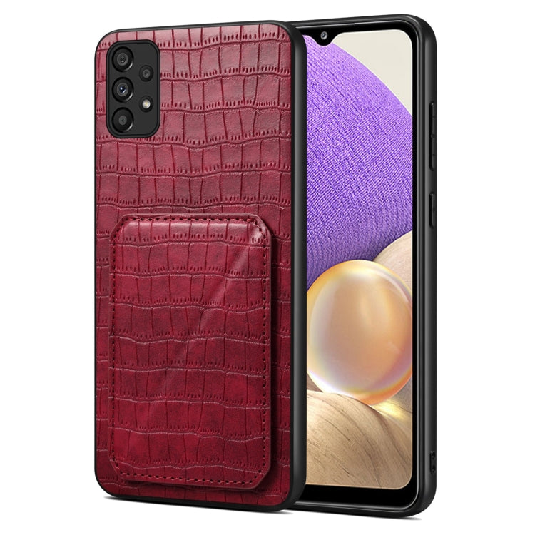 For Samsung Galaxy A32 5G Denior Imitation Crocodile Leather Back Phone Case with Holder(Rose Red) - Galaxy Phone Cases by Denior | Online Shopping UK | buy2fix