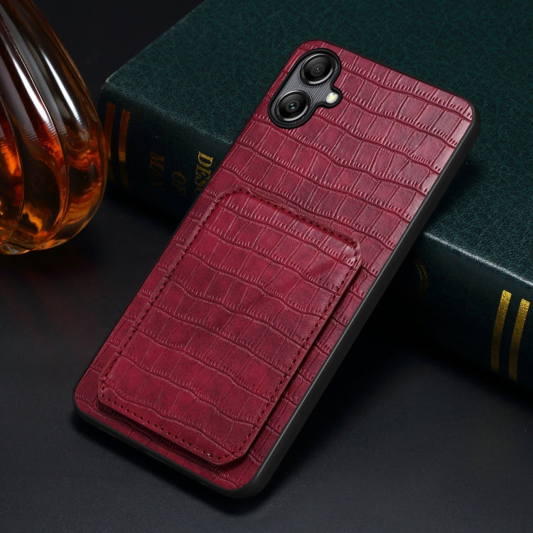 For Samsung Galaxy A33 Denior Imitation Crocodile Leather Back Phone Case with Holder(Rose Red) - Galaxy Phone Cases by Denior | Online Shopping UK | buy2fix