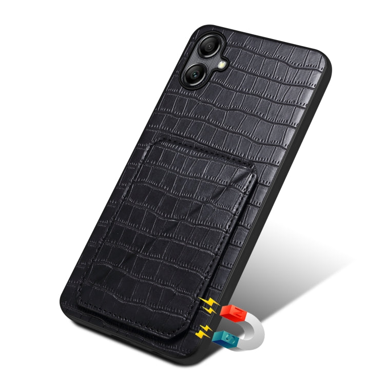 For Samsung Galaxy A53 5G Denior Imitation Crocodile Leather Back Phone Case with Holder(Black) - Galaxy Phone Cases by Denior | Online Shopping UK | buy2fix