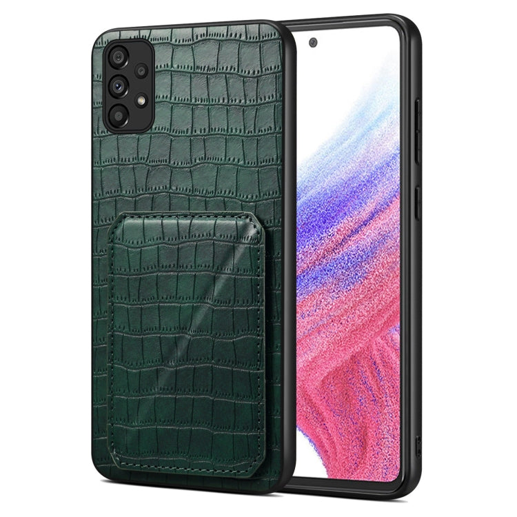 For Samsung Galaxy A53 5G Denior Imitation Crocodile Leather Back Phone Case with Holder(Green) - Galaxy Phone Cases by Denior | Online Shopping UK | buy2fix