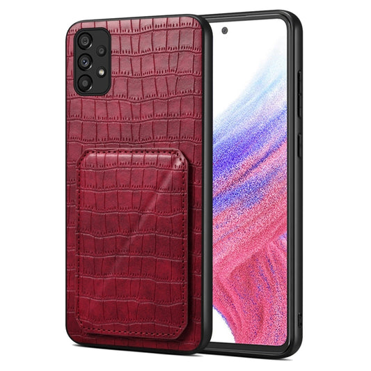 For Samsung Galaxy A53 5G Denior Imitation Crocodile Leather Back Phone Case with Holder(Rose Red) - Galaxy Phone Cases by Denior | Online Shopping UK | buy2fix