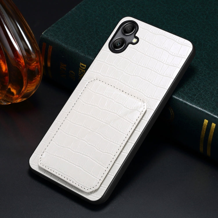 For Samsung Galaxy A53 5G Denior Imitation Crocodile Leather Back Phone Case with Holder(White) - Galaxy Phone Cases by Denior | Online Shopping UK | buy2fix