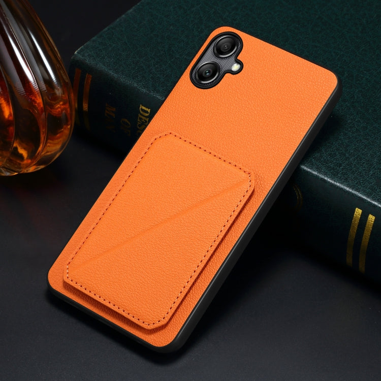 For Samsung Galaxy A20 / A30 Denior Imitation Calf Leather Back Phone Case with Holder(Orange) - Galaxy Phone Cases by Denior | Online Shopping UK | buy2fix