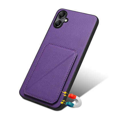 For Samsung Galaxy A24 Denior Imitation Calf Leather Back Phone Case with Holder(Purple) - Galaxy Phone Cases by Denior | Online Shopping UK | buy2fix