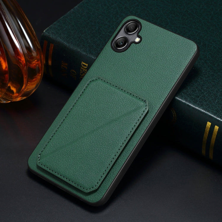 For Samsung Galaxy A24 Denior Imitation Calf Leather Back Phone Case with Holder(Green) - Galaxy Phone Cases by Denior | Online Shopping UK | buy2fix